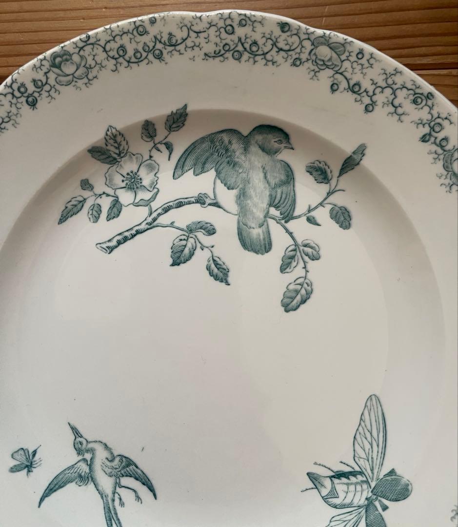 フランス　アンティーク　ペクソンヌ窯　プレート　pexonne floride