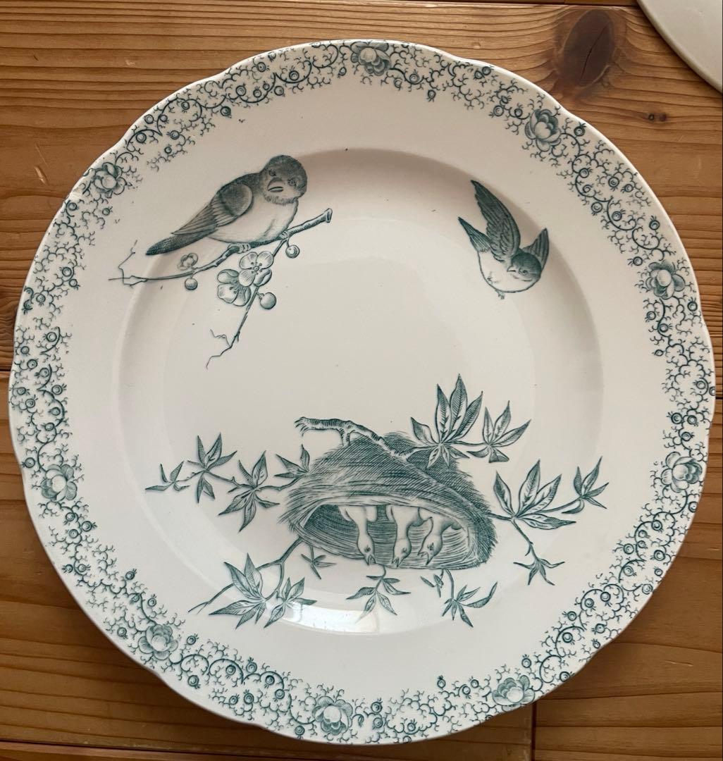 フランス　アンティーク　ペクソンヌ窯　プレート　pexonne floride