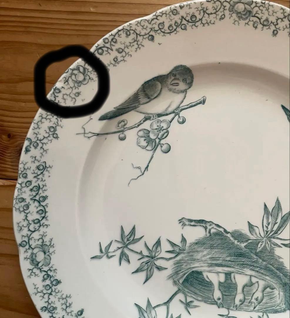 フランス　アンティーク　ペクソンヌ窯　プレート　pexonne floride