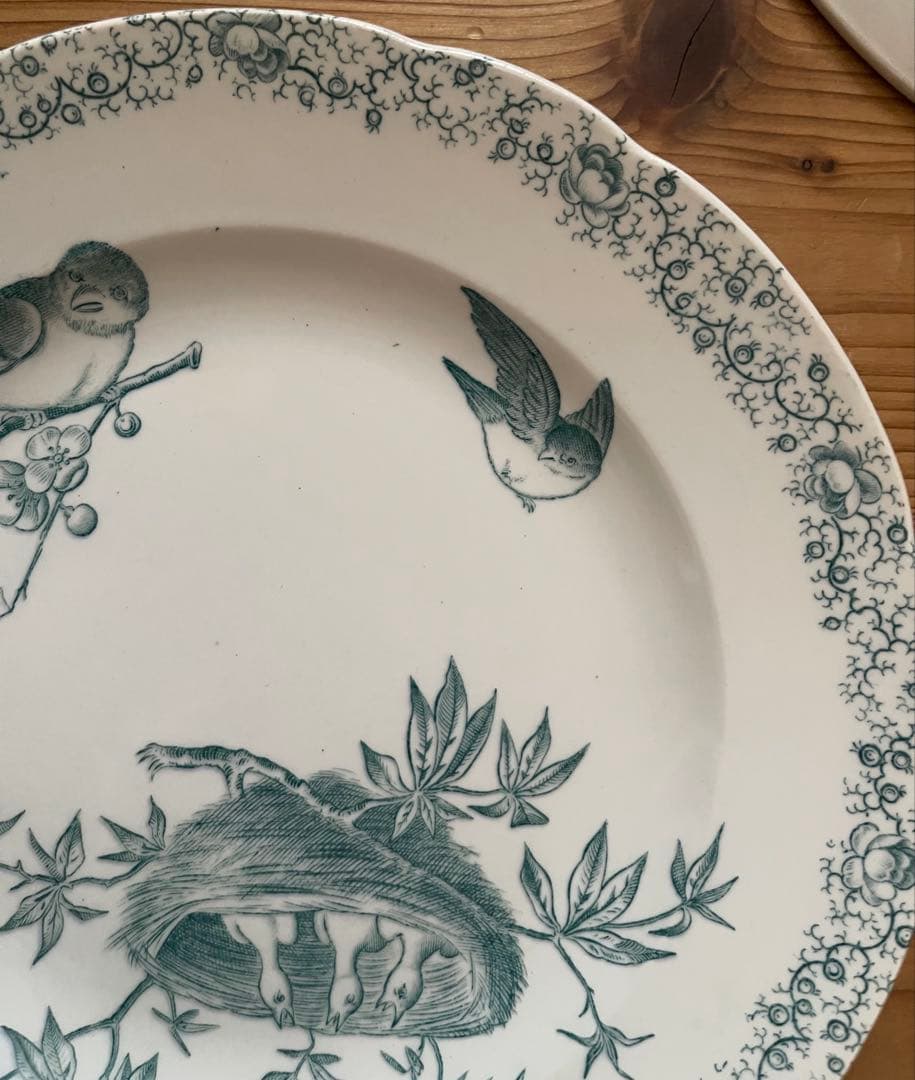 フランス　アンティーク　ペクソンヌ窯　プレート　pexonne floride