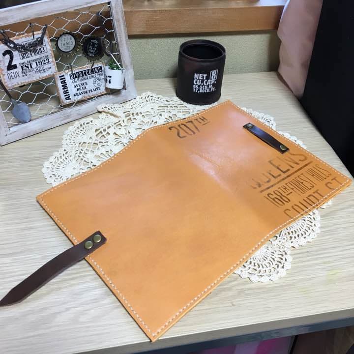 ヌメ革オレンジキャメルのB6手帳カバー スケジュール帳2017 本革