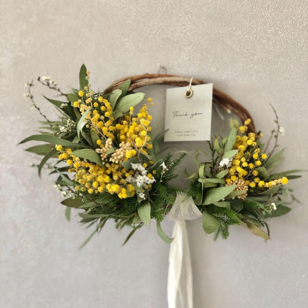 Spring うららかな春　ミモザのハーフリース　23〜36cm