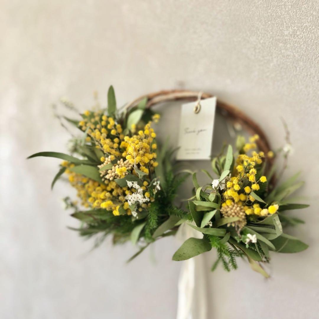 Spring うららかな春　ミモザのハーフリース　23〜36cm