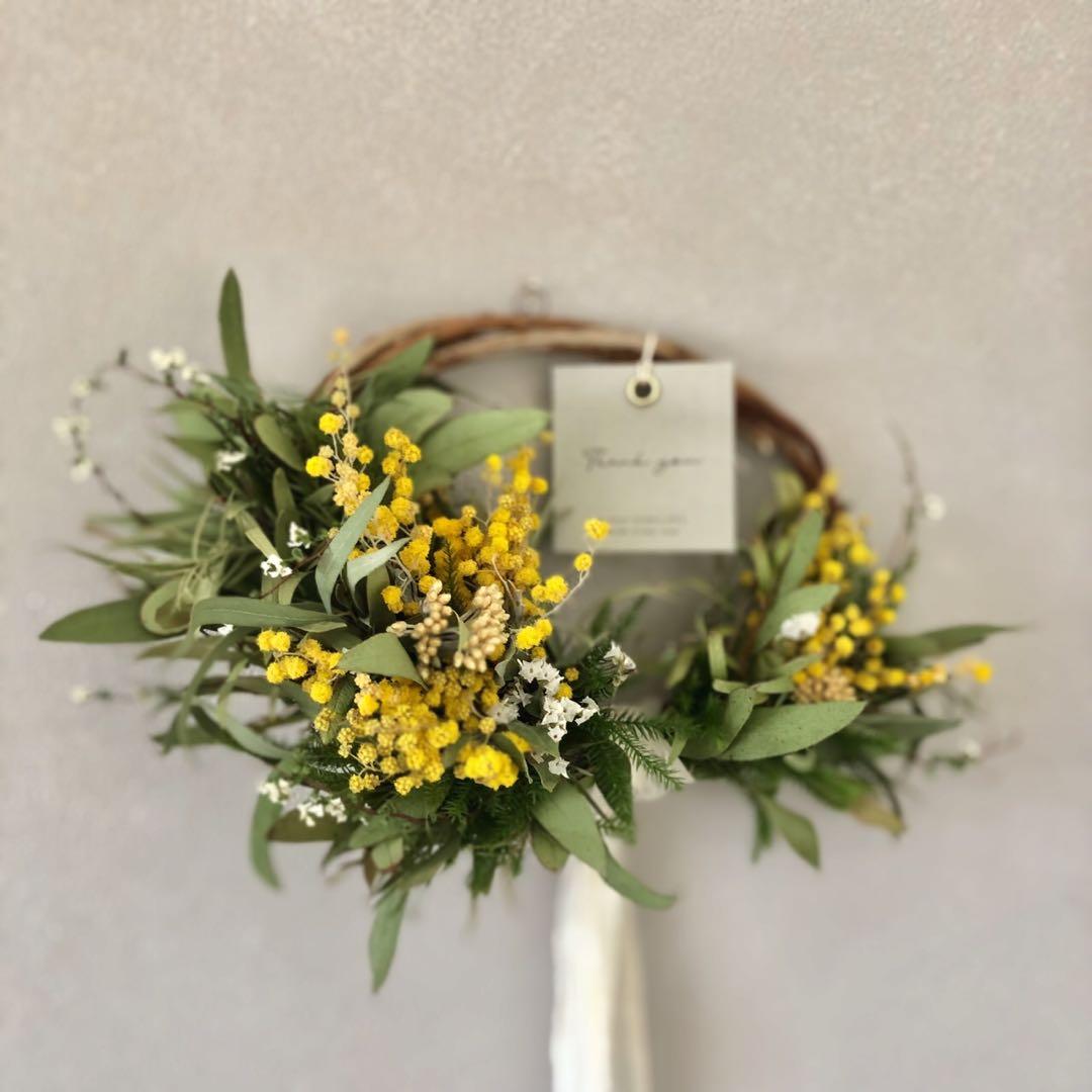 Spring うららかな春　ミモザのハーフリース　23〜36cm