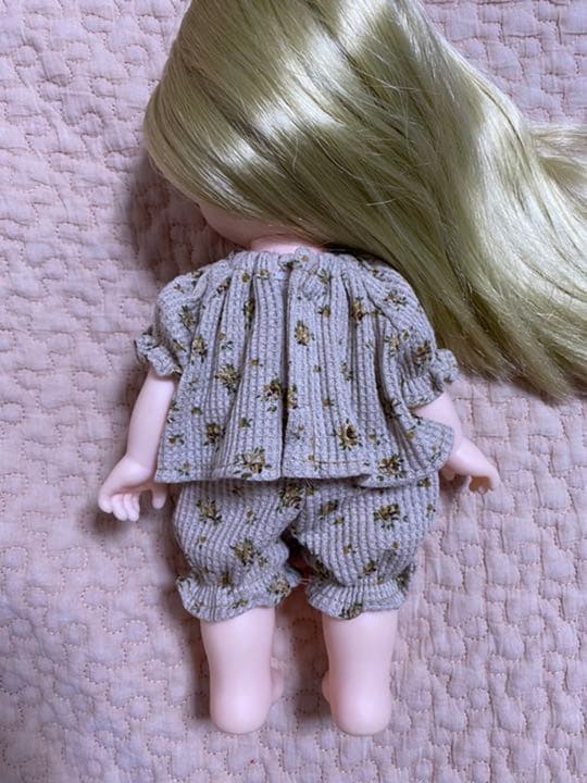 ハンドメイド　ソランちゃん　パジャマ　半袖セット　小花柄ワッフルニット