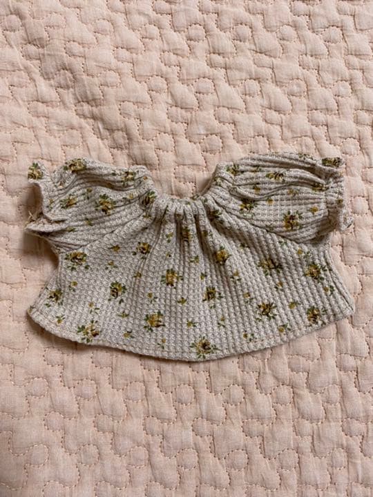 ハンドメイド　ソランちゃん　パジャマ　半袖セット　小花柄ワッフルニット