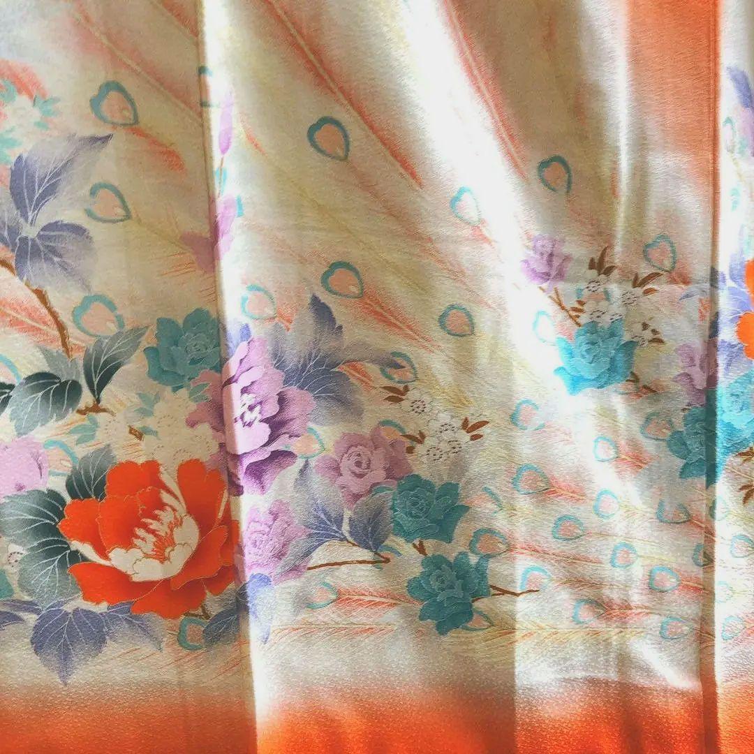 セット　七五三７歳女の子　簡単半衿　オレンジ地　52328