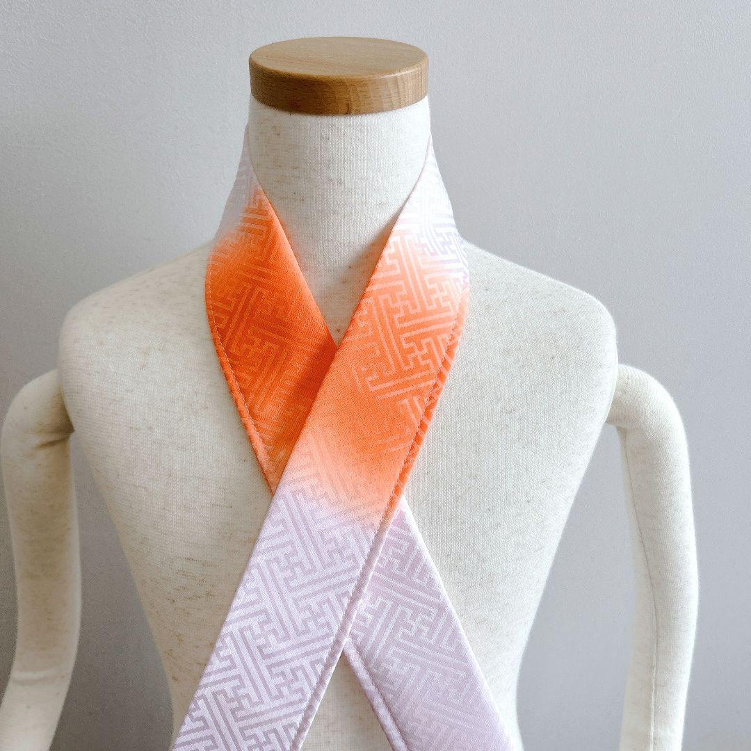 セット　七五三７歳女の子　簡単半衿　オレンジ地　52328