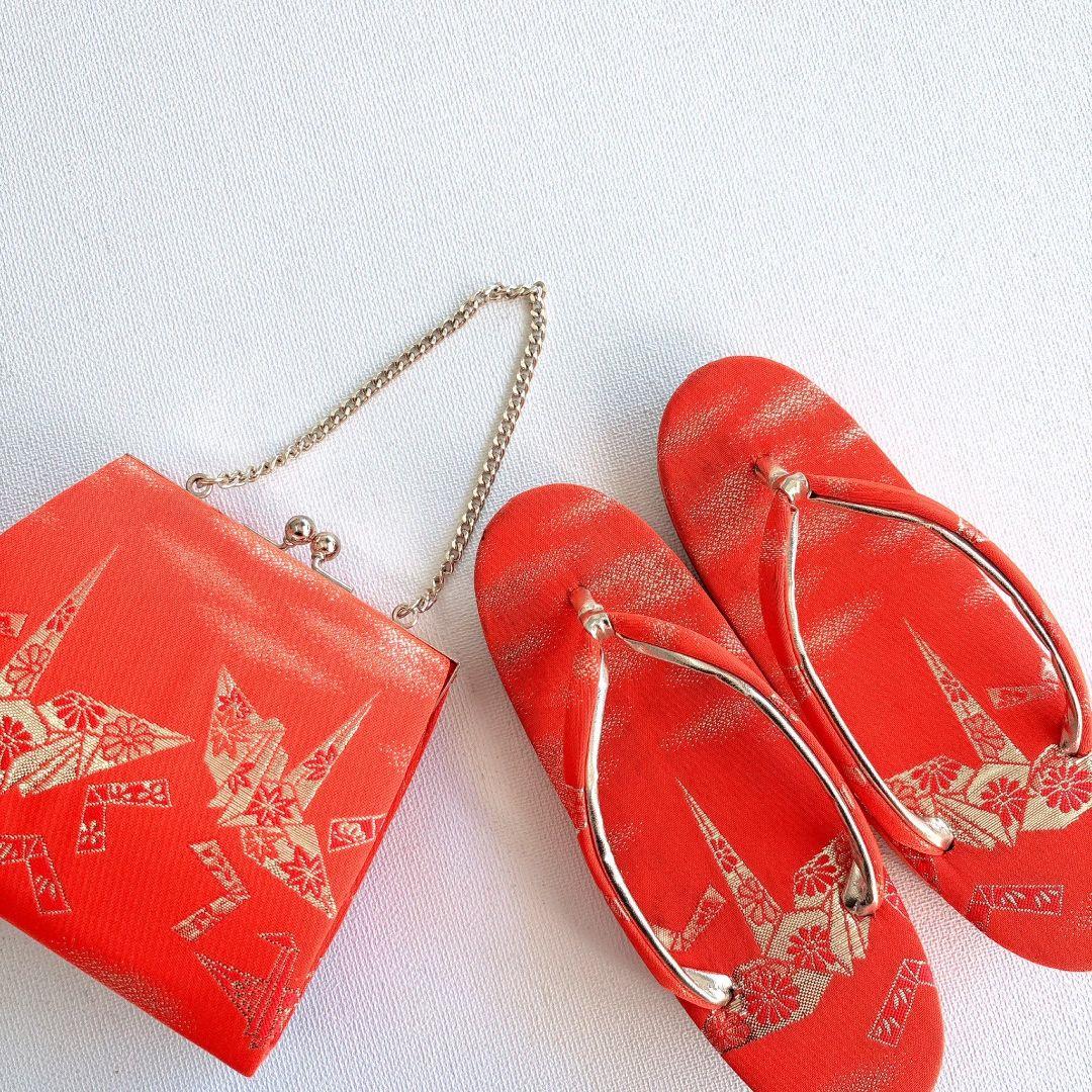 セット　七五三７歳女の子　簡単半衿　オレンジ地　52328