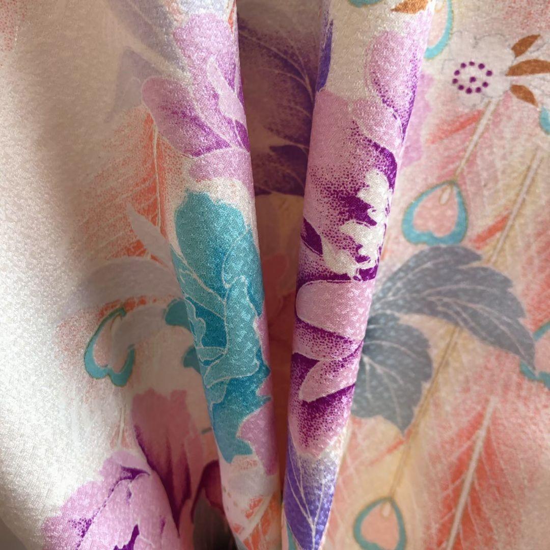 セット　七五三７歳女の子　簡単半衿　オレンジ地　52328