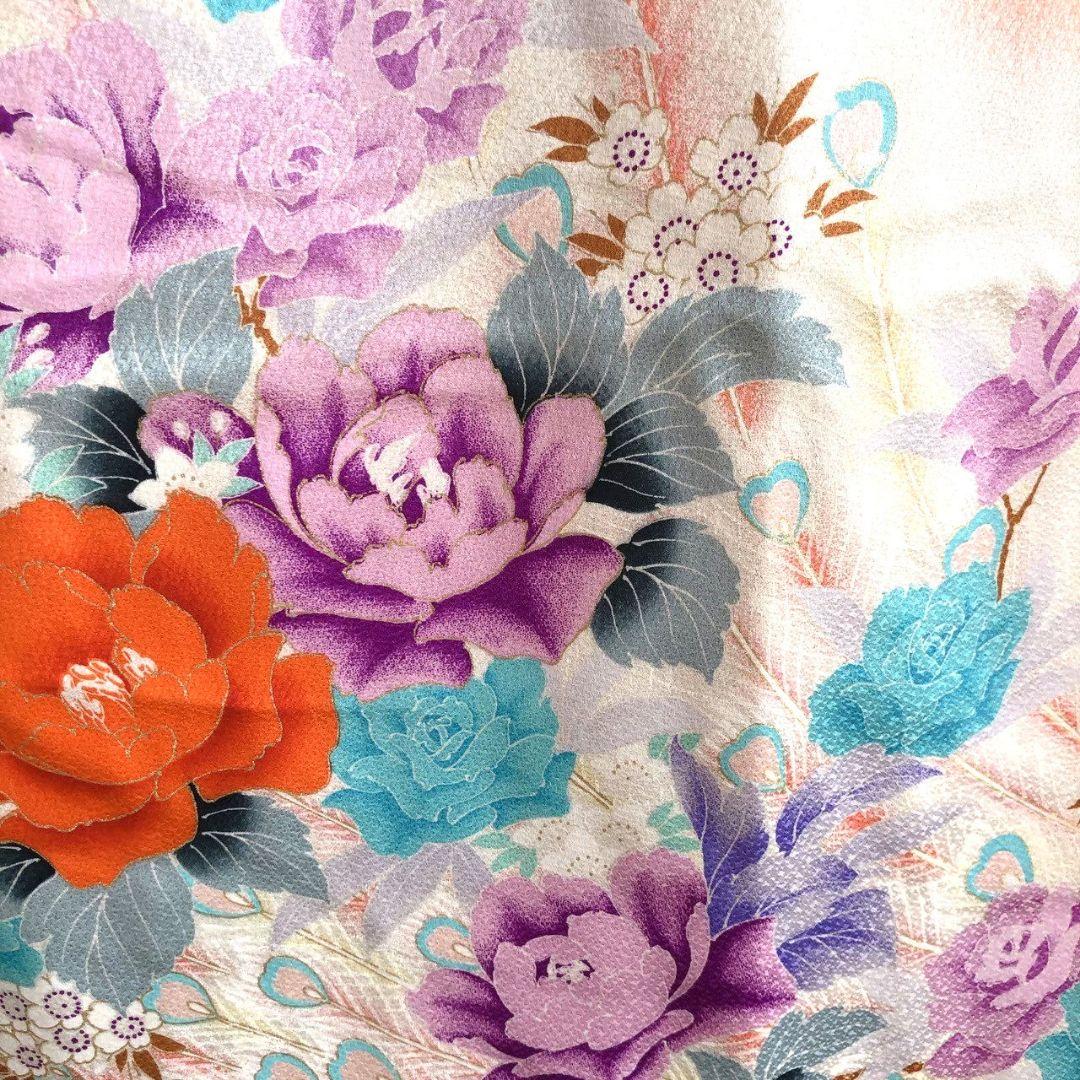 セット　七五三７歳女の子　簡単半衿　オレンジ地　52328