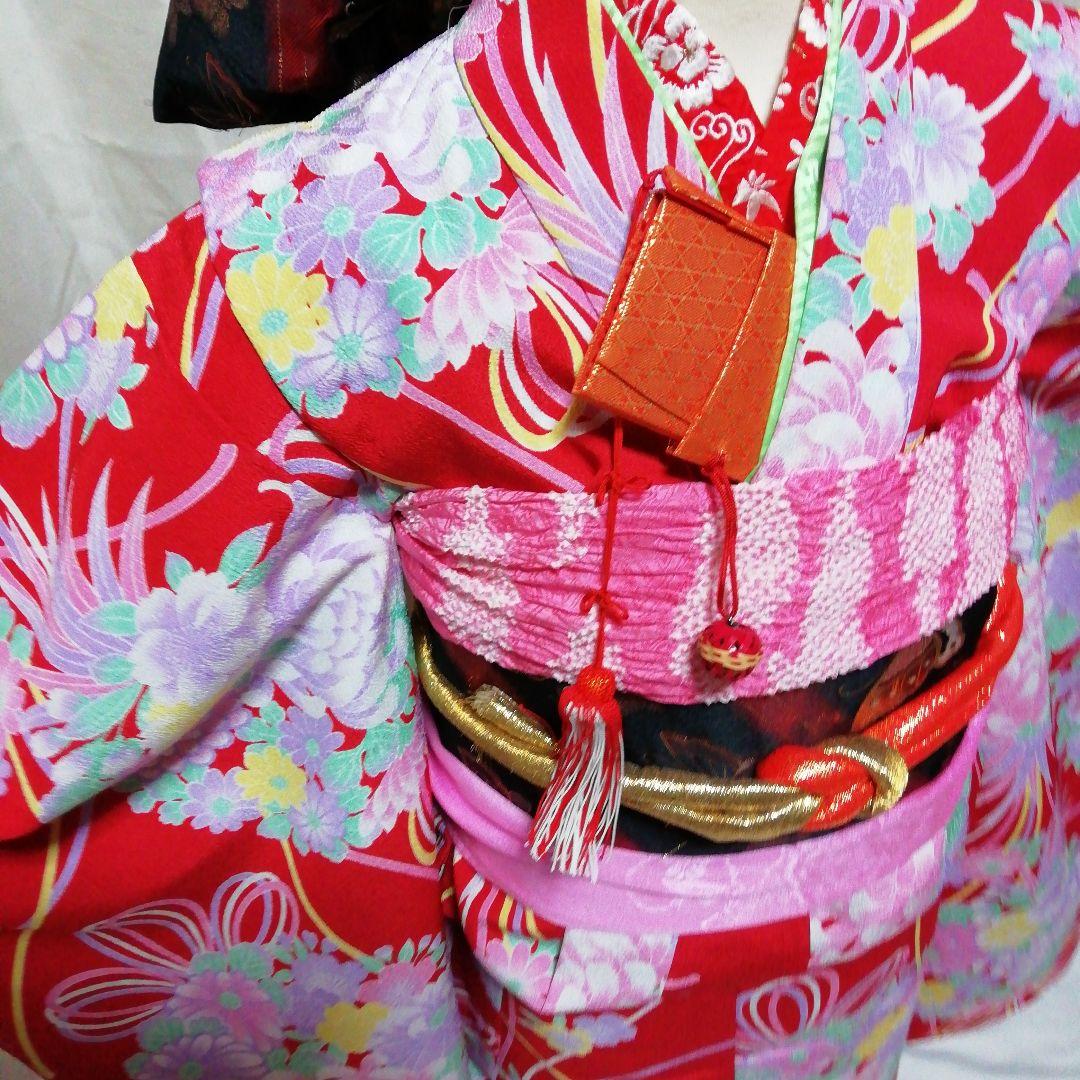 七五三　着物セット　赤色　薄紫　7歳　美品