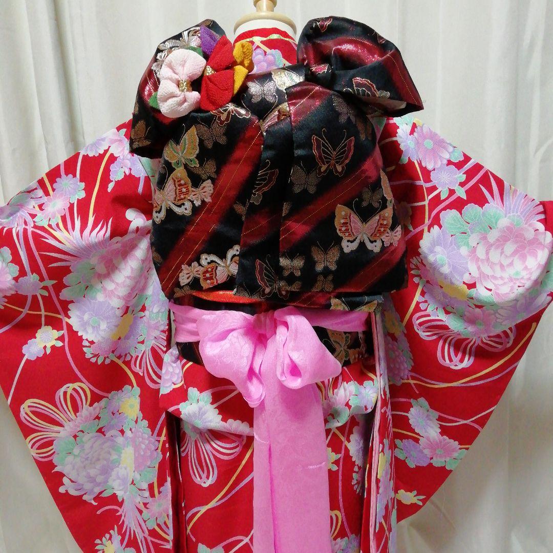 七五三　着物セット　赤色　薄紫　7歳　美品