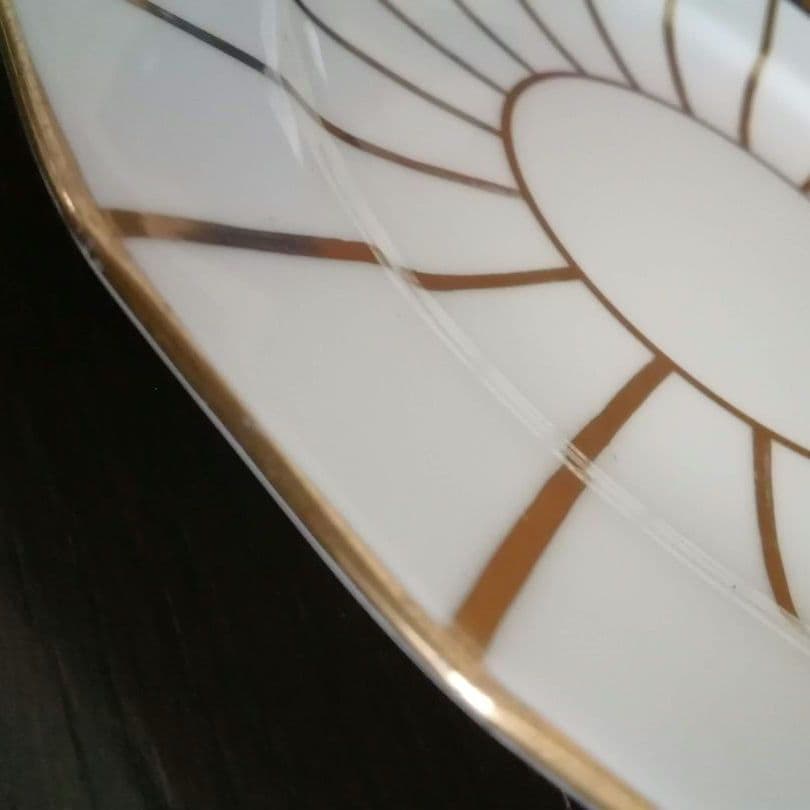 逸品　金彩装飾　ケーキ皿　飾り皿　アールデコ　Cauldon　英国 1905年製