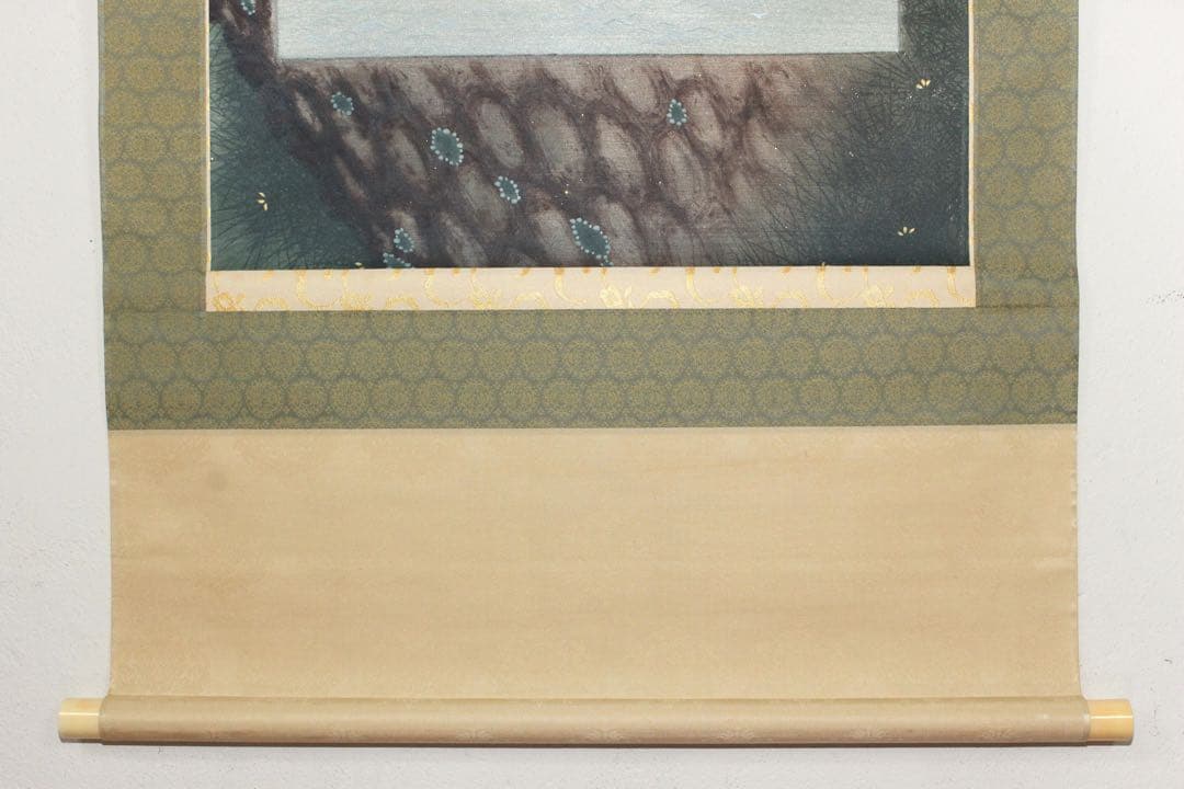 No5847 掛軸　国井幸雪　「日の出松」　絹本着色　共箱/二重箱　送料無料