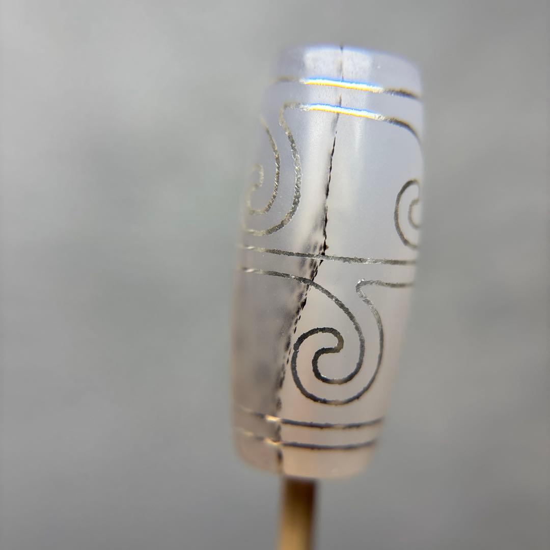 くまごろう玉髄　銀線白毫天珠　デンドリ入り　11-94