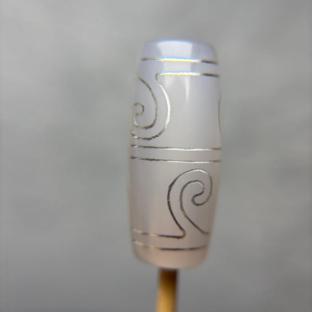 くまごろう玉髄　銀線白毫天珠　デンドリ入り　11-94