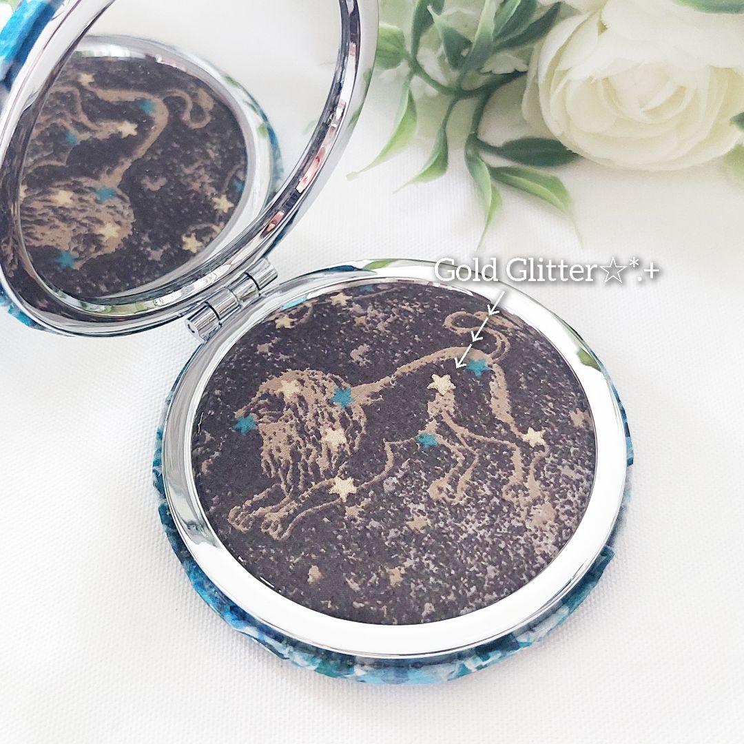 ハンドメイド【てくまくまやこん♡コンパクトミラー】リバティ♡アレクサンドラ♡宝石