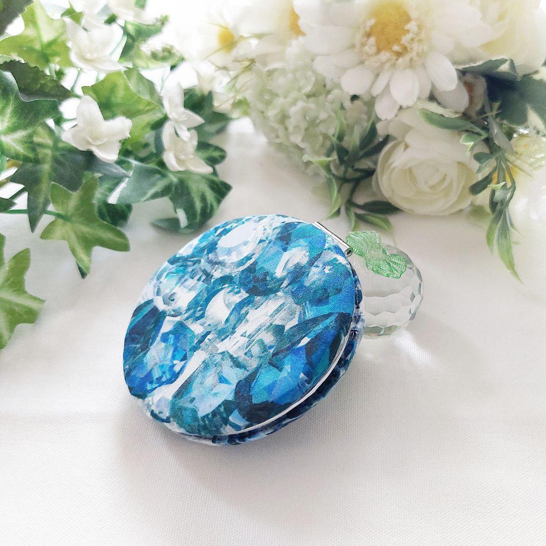 ハンドメイド【てくまくまやこん♡コンパクトミラー】リバティ♡アレクサンドラ♡宝石