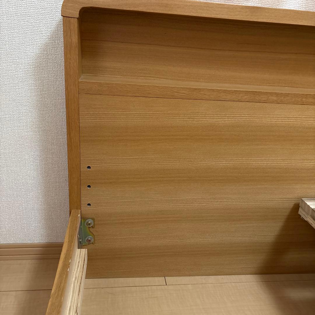 シングル木製ベッドフレーム 2台　上部収納、コンセント付