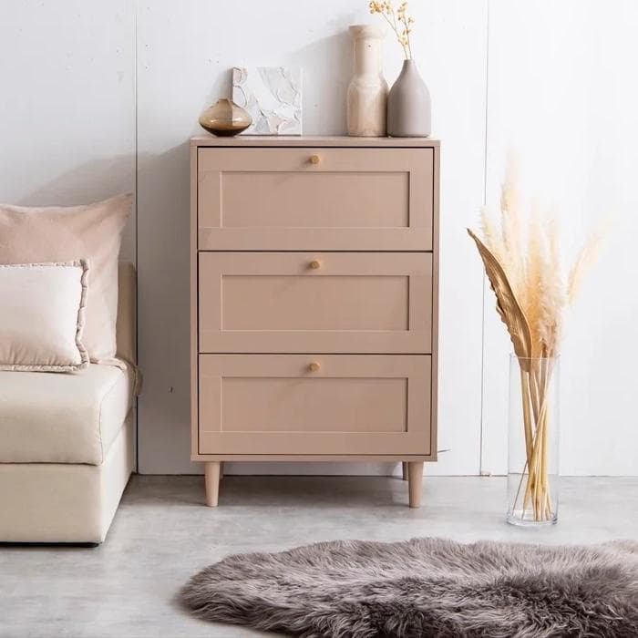 3段チェスト ピンクベージュ W60