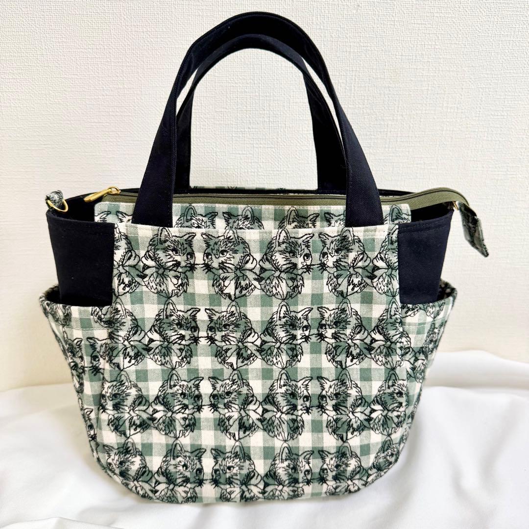 あおりポケット付きサイドポケットトートバッグ　ジョリーフルール