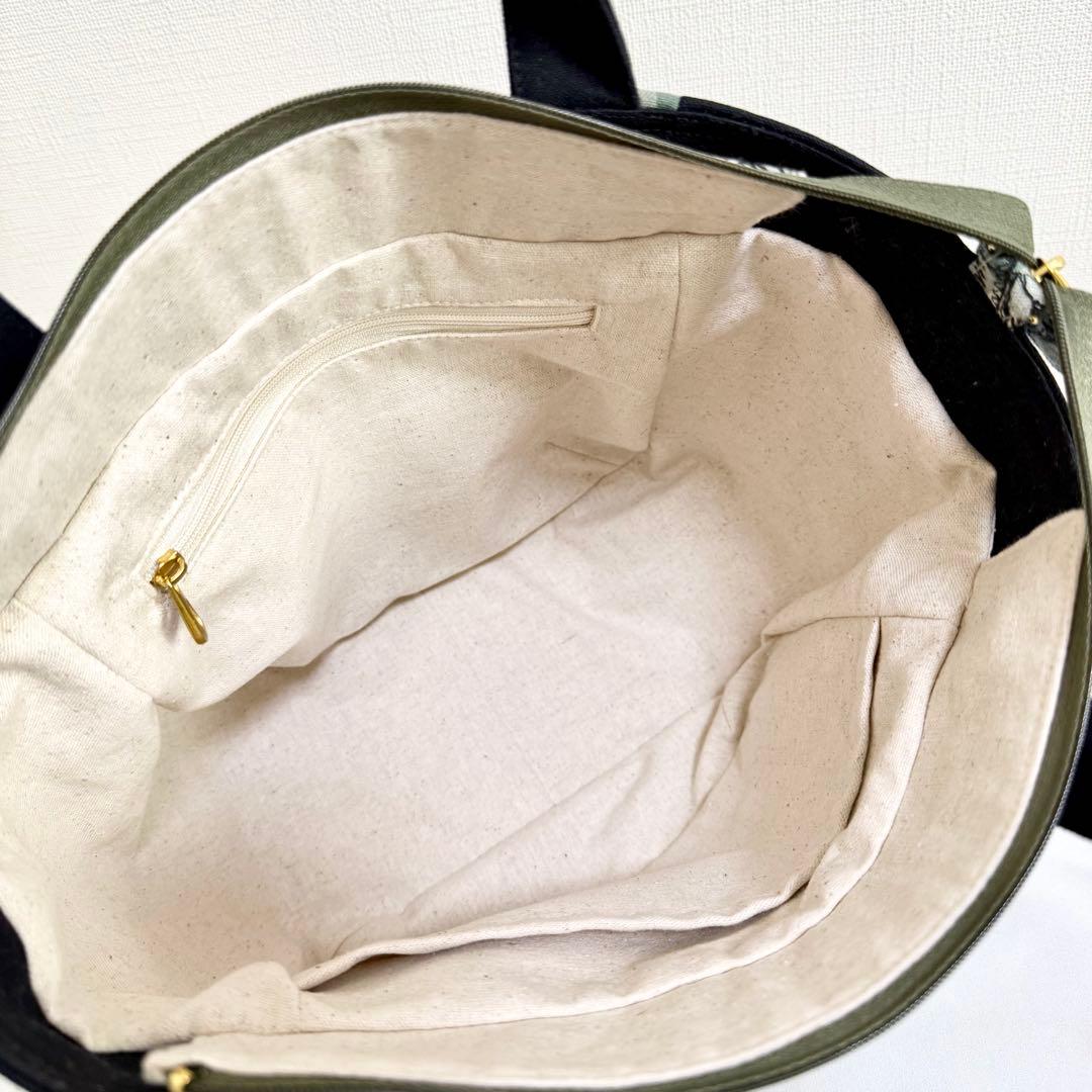 あおりポケット付きサイドポケットトートバッグ　ジョリーフルール