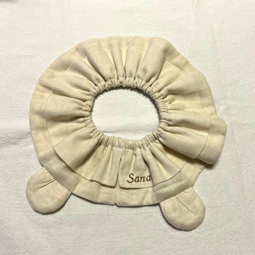 2429 ハンドメイドスタイ　名入れスタイ　ベビースタイ　フリル　くま耳