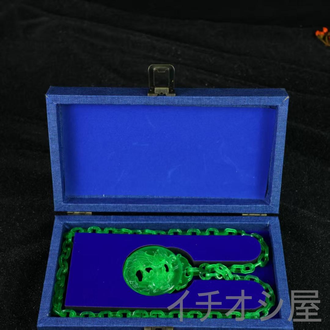 中国古美術『翡翠 高氷種 花鳥彫 ネックレス』旧蔵 純手彫り 無傷透明石 天然石