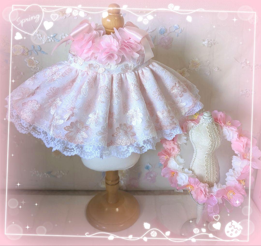 【桜の花冠＆チュールレースドレス】