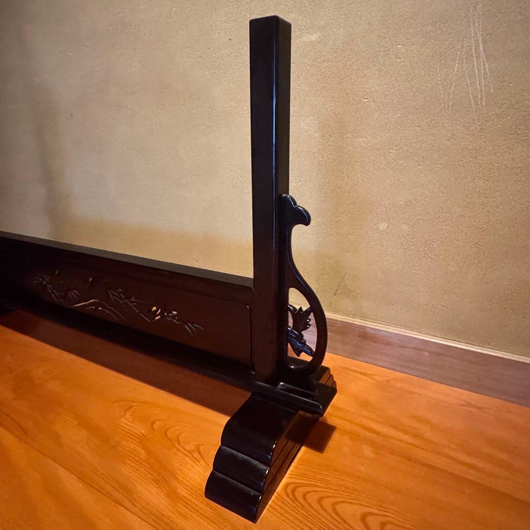 【希少品】黒檀 唐木 衝立 装飾 中国美術 仕切り パーテーション