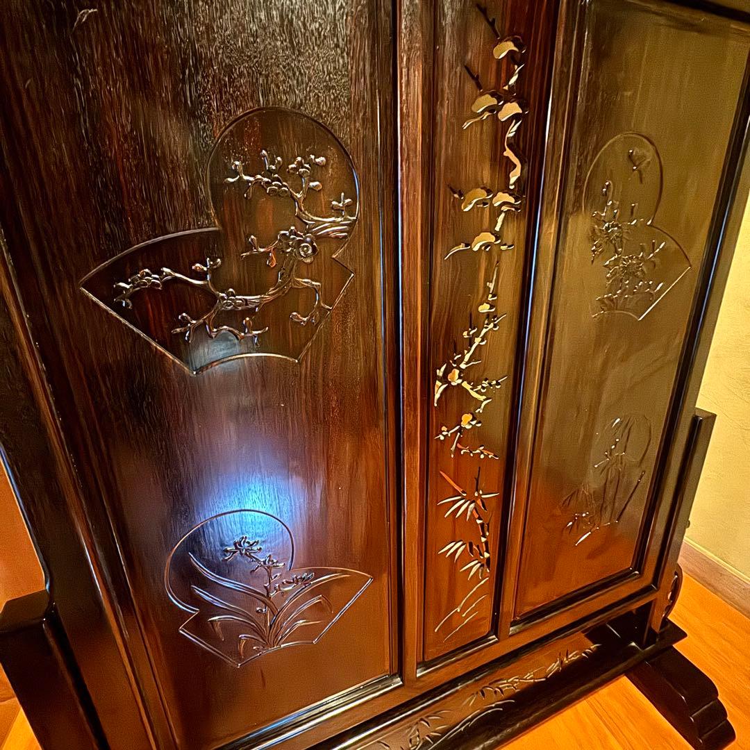 【希少品】黒檀 唐木 衝立 装飾 中国美術 仕切り パーテーション