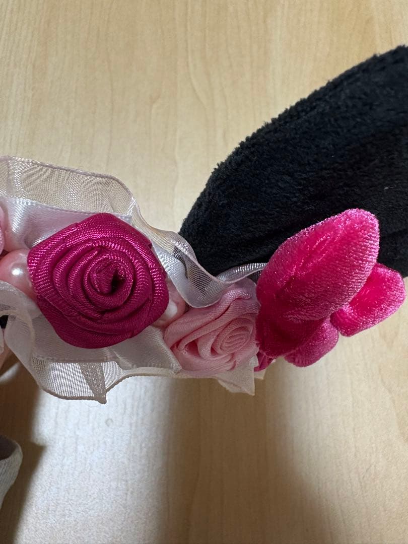 ディズニー ミニー カチューシャ 薔薇 バラ ローズ リボン ピンク
