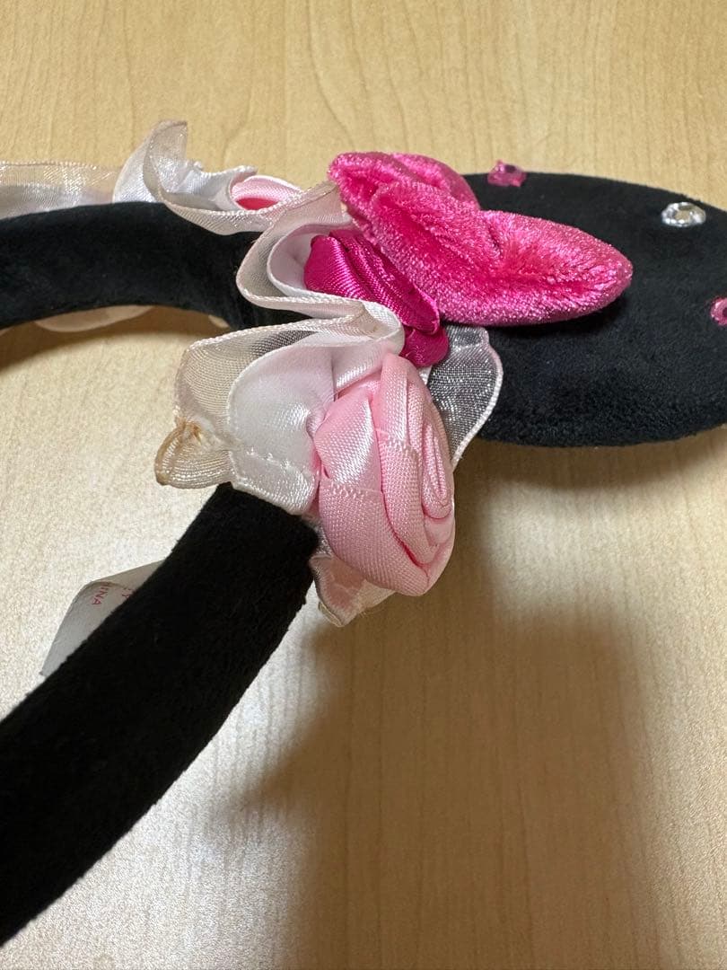 ディズニー ミニー カチューシャ 薔薇 バラ ローズ リボン ピンク