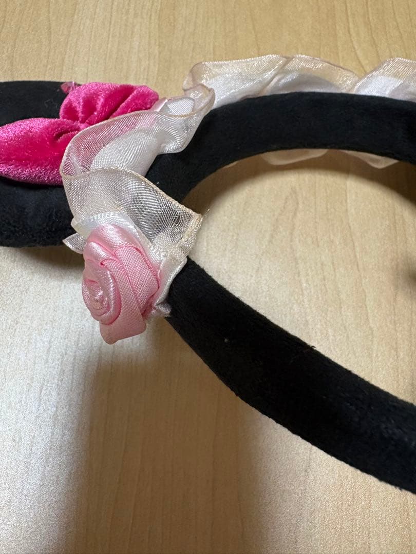 ディズニー ミニー カチューシャ 薔薇 バラ ローズ リボン ピンク