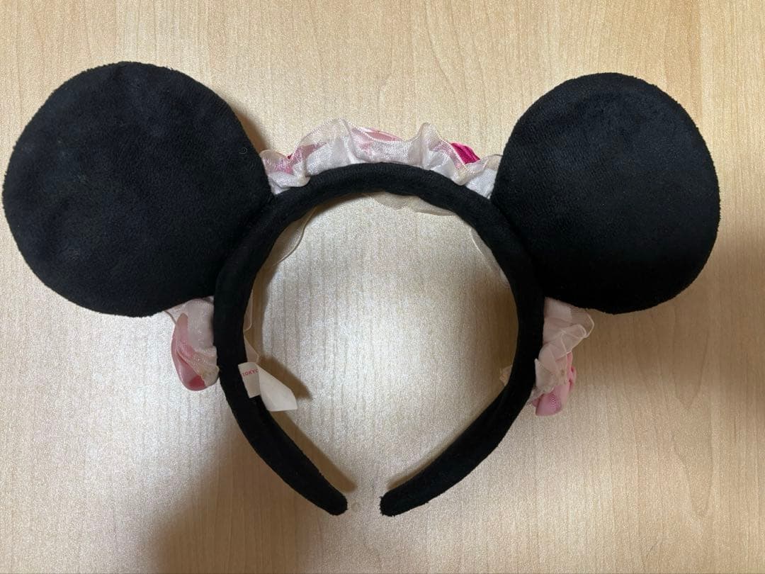 ディズニー ミニー カチューシャ 薔薇 バラ ローズ リボン ピンク