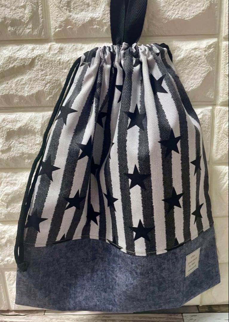 スター　星　ハンドメイド　レッスンバッグ　男の子　入学　入園　セット　上履き