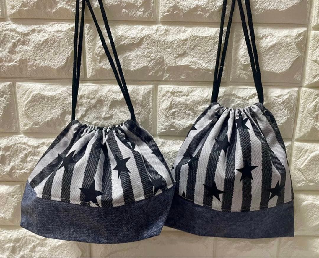 スター　星　ハンドメイド　レッスンバッグ　男の子　入学　入園　セット　上履き