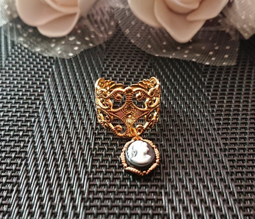 ＊#237＊☆限定1個☆高級感!!☆ブラックカメオデザインプレートリング＊