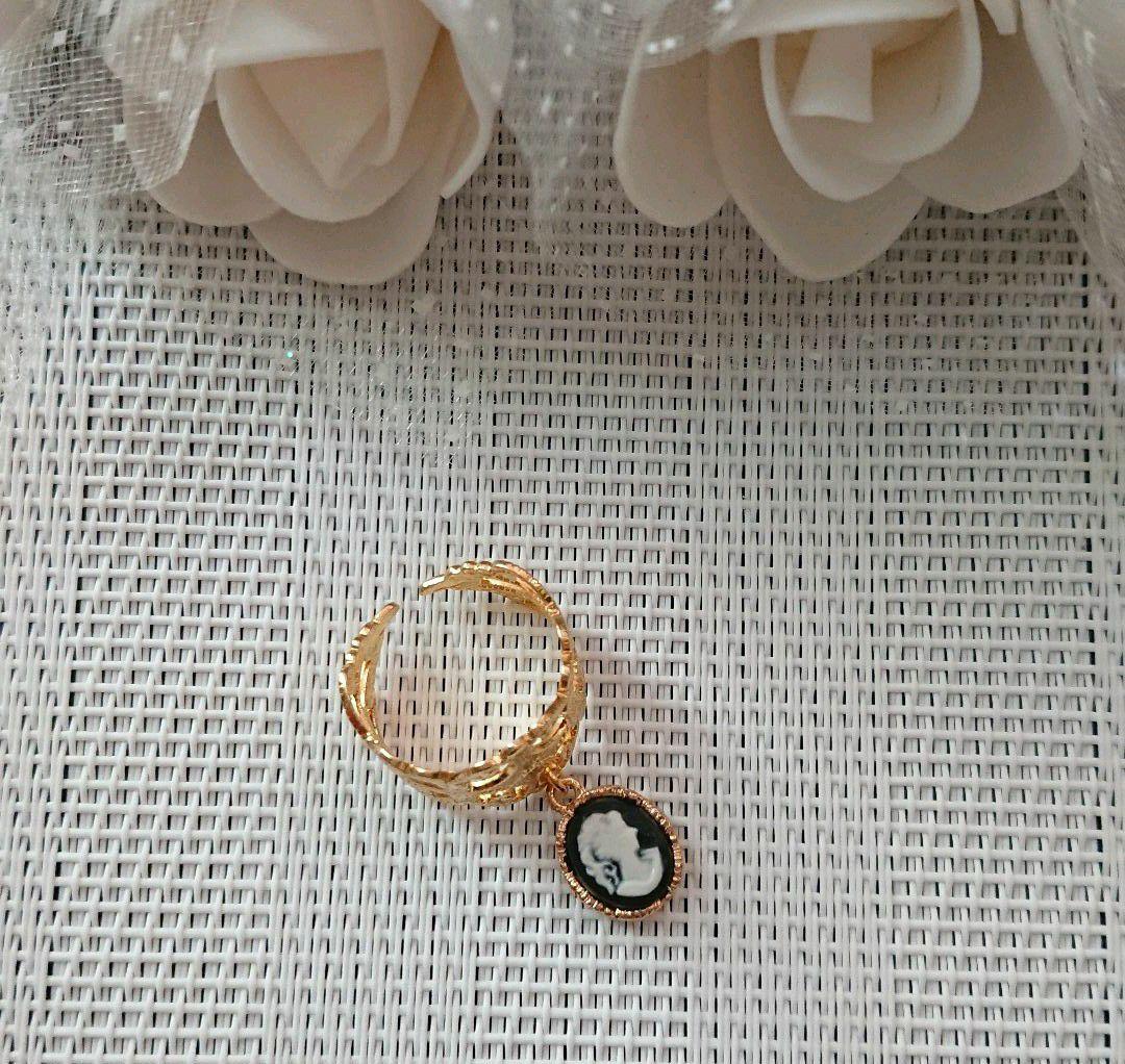 ＊#237＊☆限定1個☆高級感!!☆ブラックカメオデザインプレートリング＊