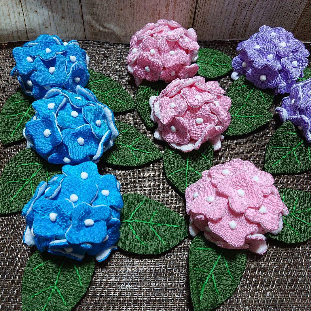 ◇タビ◇ちりめん細工◇紫陽花9つオーダー品◇