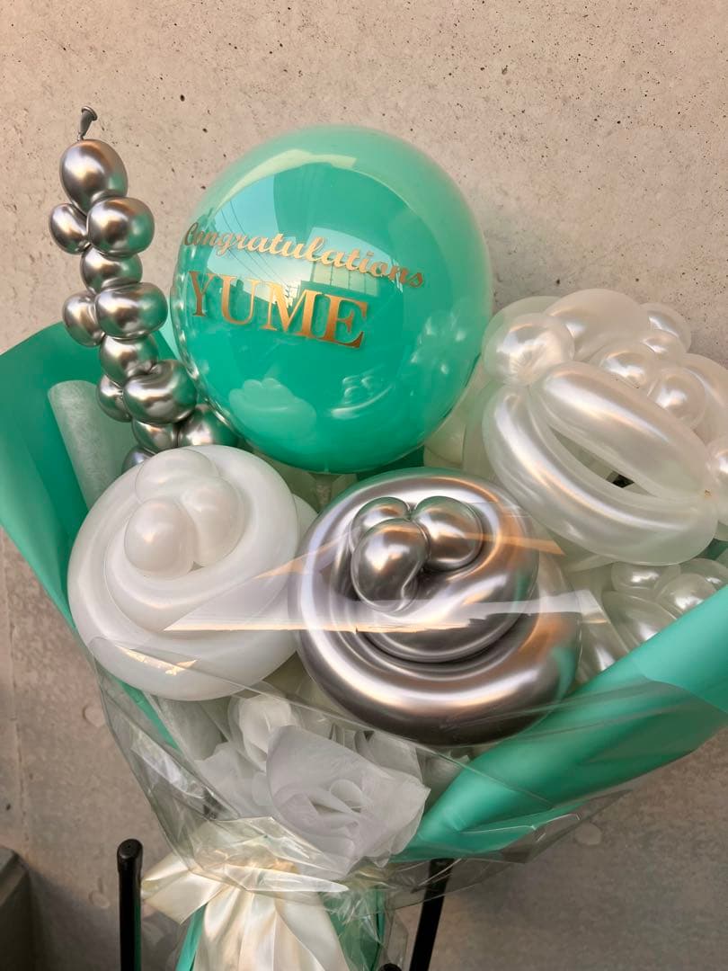 バルーンブーケ ミントグリーン シルバー