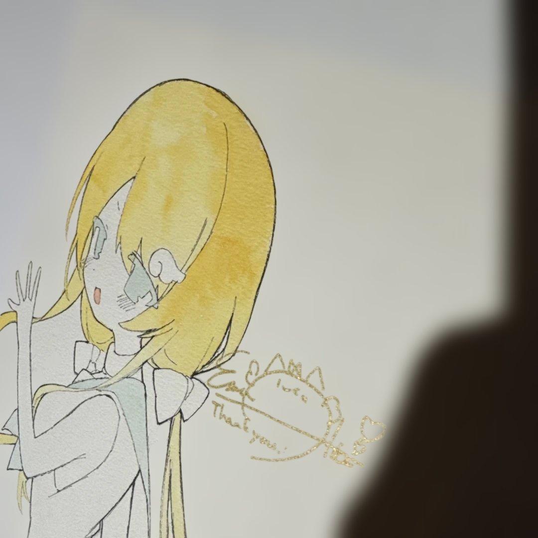 絵夢アリス　絵守未來　直筆サイン　イラスト　水彩画　額付き　色紙　抽選　当選