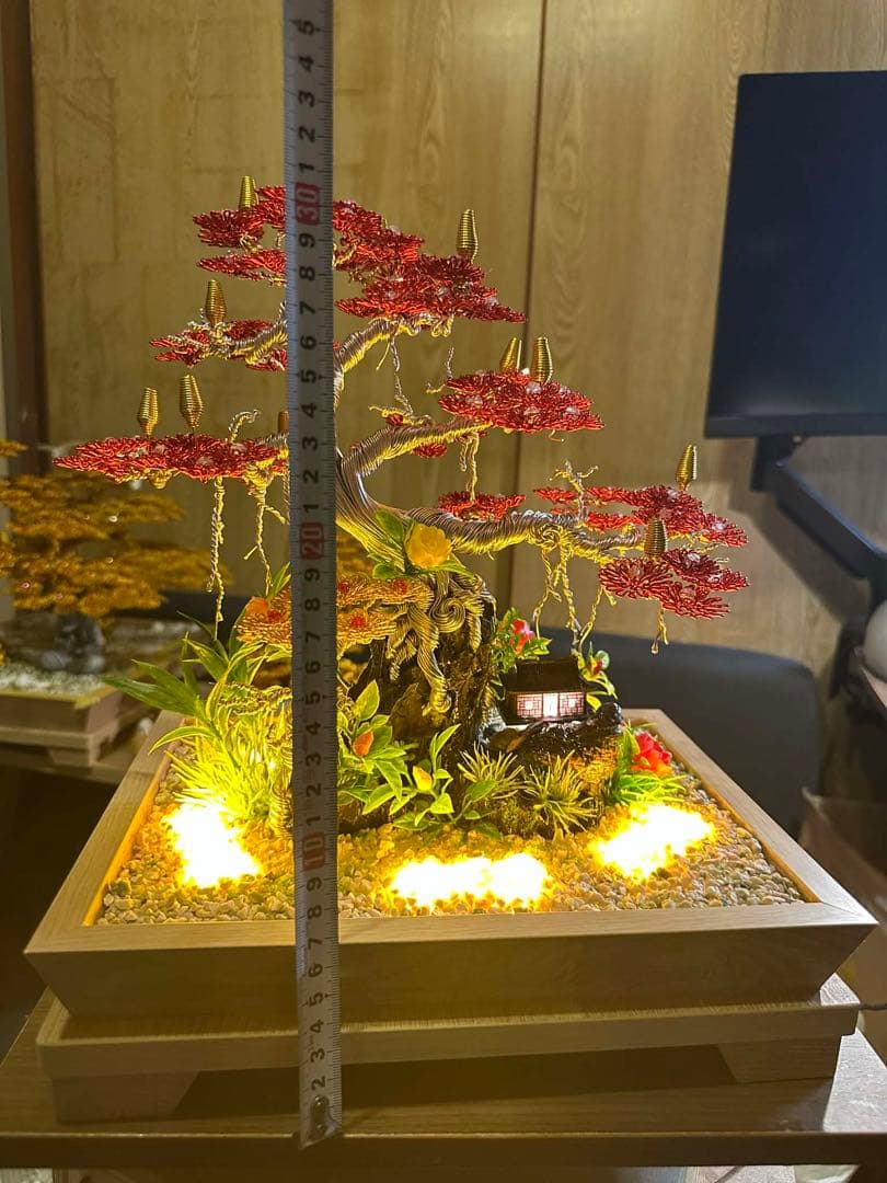 LEDライト付き盆栽風置物