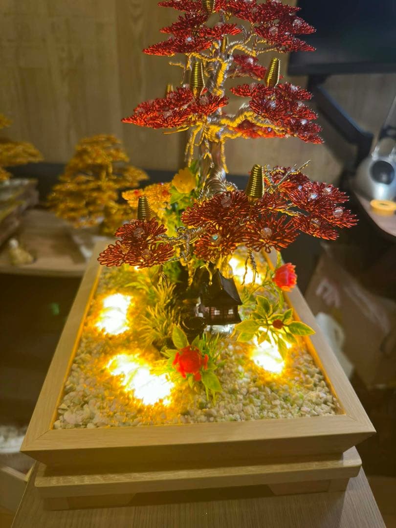 LEDライト付き盆栽風置物