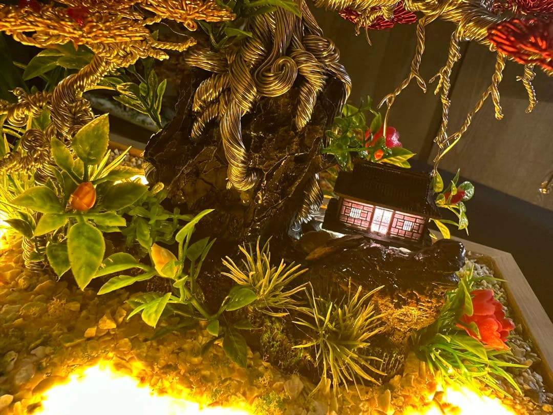 LEDライト付き盆栽風置物