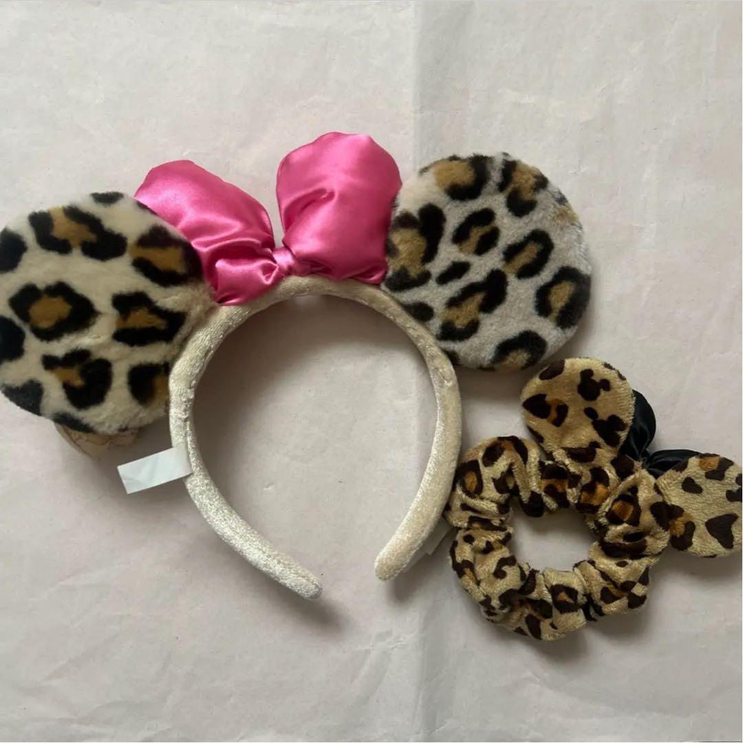 ミニーマウス ヒョウ柄 レオパード リボン 平成 ミニーちゃん JK シュシュ