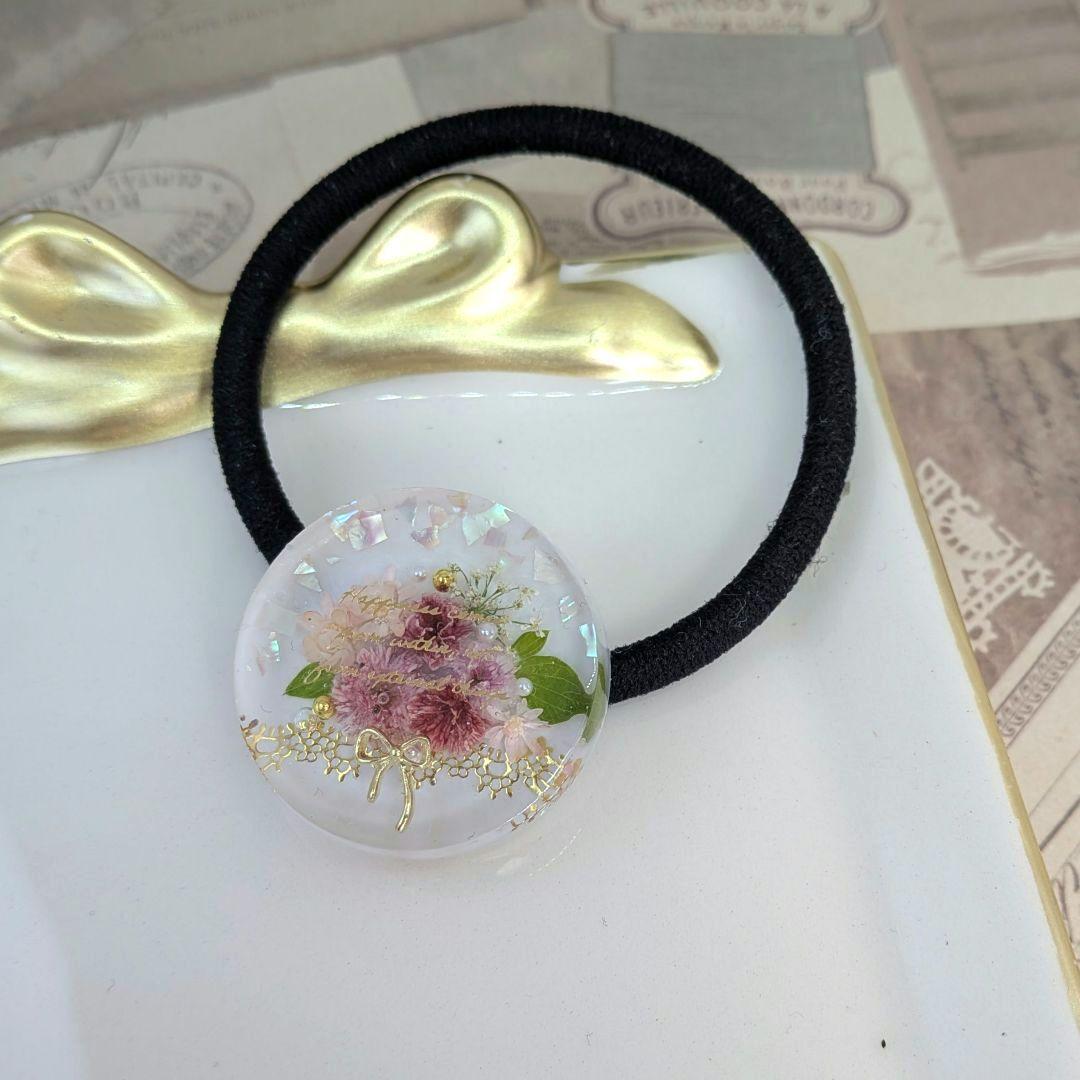 ＃485 再販不可✴アンティーク✴シェル✴フラワーブーケ✴レジンヘアゴム