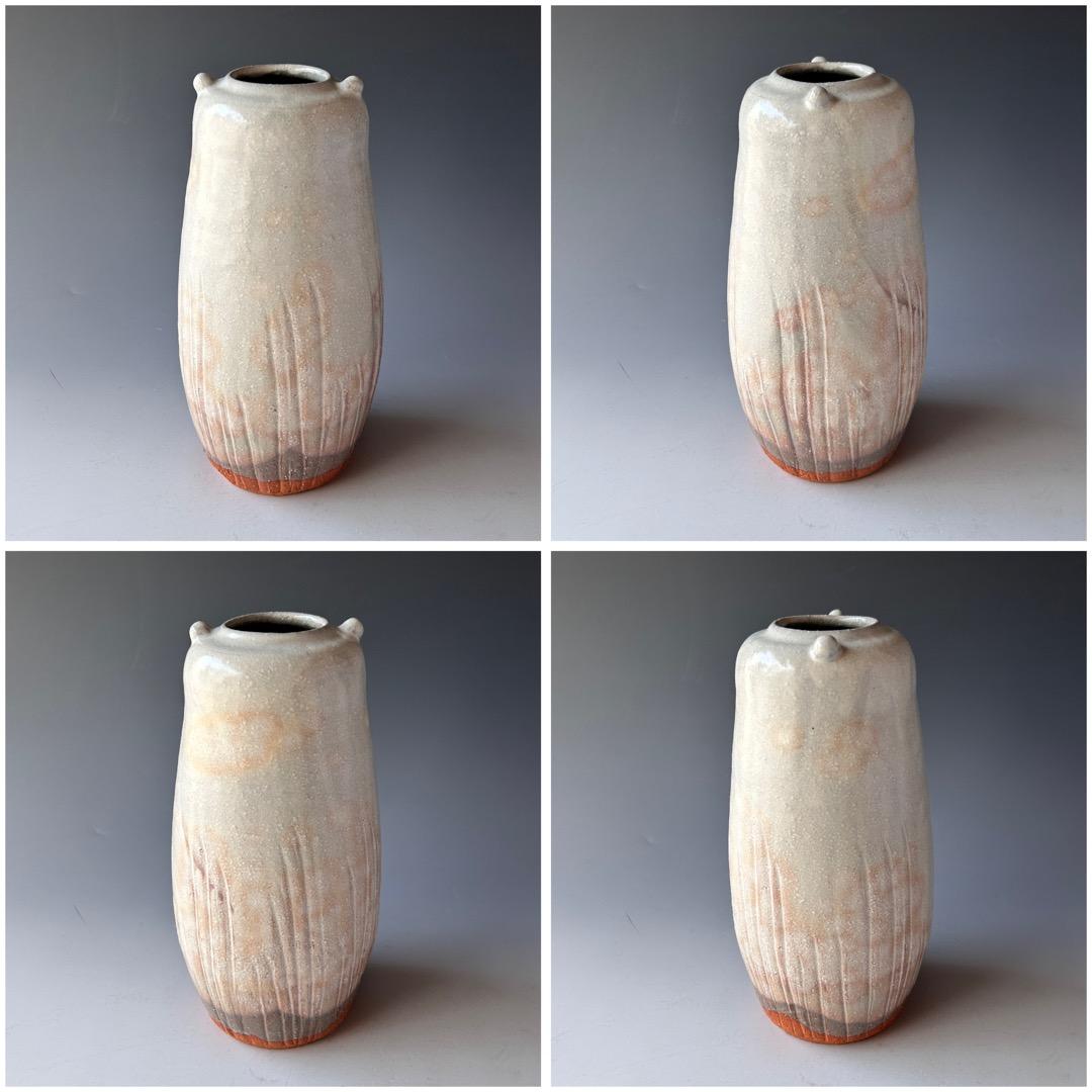 茶道具　萩焼　花入　岡田裕　共箱　陶芸　床の間　花器　花活　茶会　稽古