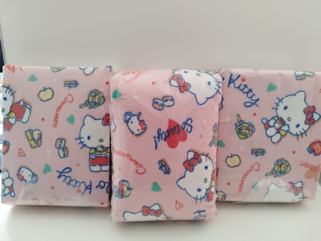 あったか掛けふとんカバー、あったかBOXシーツ、ワンタッチシーツ　キティ3点